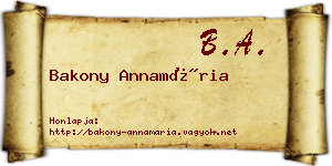 Bakony Annamária névjegykártya